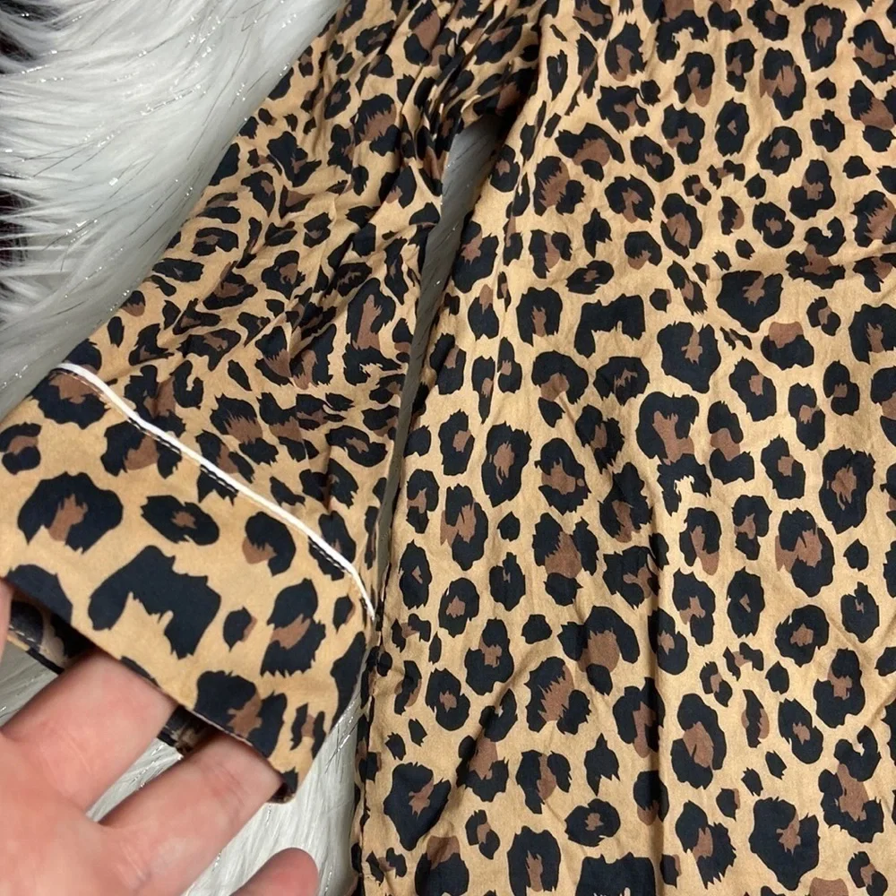 Little Yolke 7-8 Years Leopard Print Embroidered CG Pajama Top